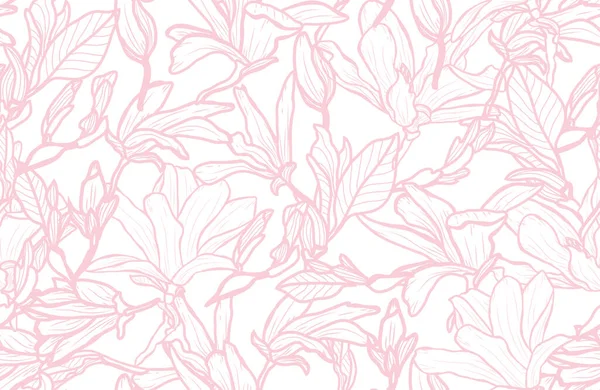 Elegante Patrón Sin Costuras Con Flores Magnolia Elementos Diseño Patrón — Vector de stock