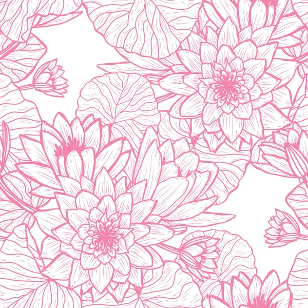 Élégant Motif Sans Couture Avec Des Fleurs Lotus Des Éléments — Image vectorielle