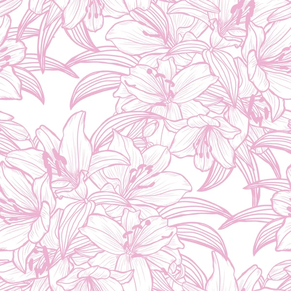 ユリの花 デザイン要素とエレガントなシームレスパターン 招待状 カード ギフトラップ ファブリック 壁紙のための花のパターン — ストックベクタ