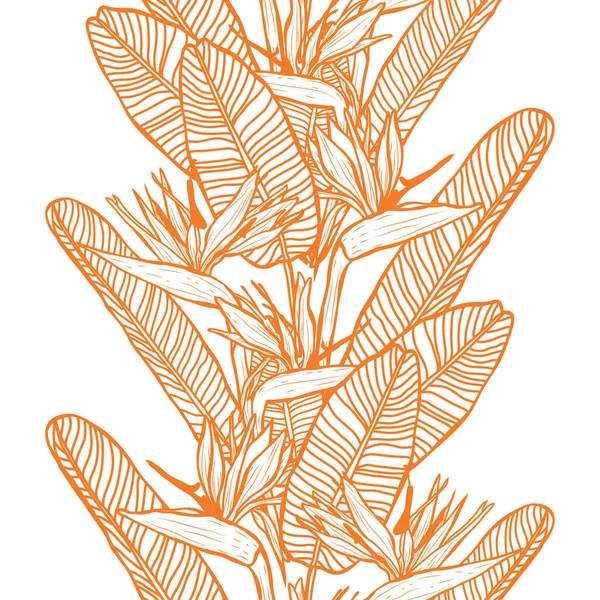 Élégant Motif Sans Couture Avec Fleurs Strelitzia Éléments Design Motif — Image vectorielle