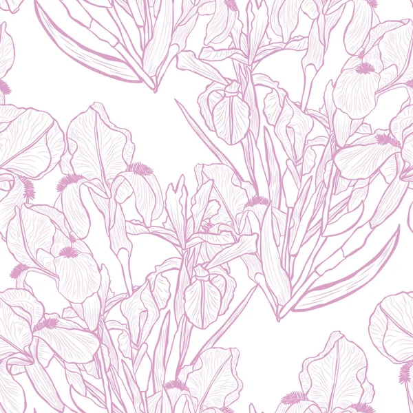 Elegant Seamless Pattern Iris Flowers Design Elements Floral Pattern Invitations — Stock Vector