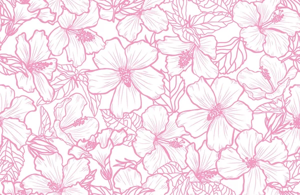 Elegante Naadloze Patroon Met Hibiscus Bloemen Design Elementen Bloemen Patroon — Stockvector