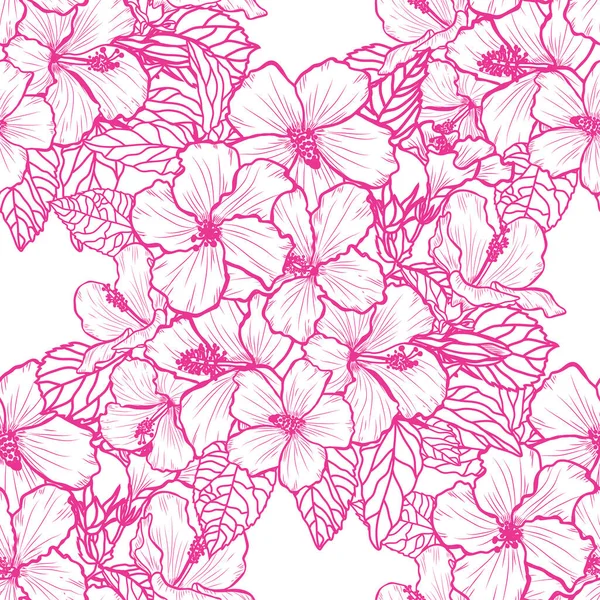 ハイビスカスの花 デザイン要素とエレガントなシームレスパターン 招待状 カード ギフトラップ ファブリック 壁紙のための花のパターン — ストックベクタ