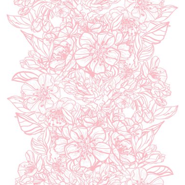 Sakura çiçekleri ve tasarım elementleriyle zarif, pürüzsüz bir desen. Davetiyeler, kartlar, baskı, hediye paketi, imalat, tekstil, kumaş, duvar kağıtları için çiçek deseni