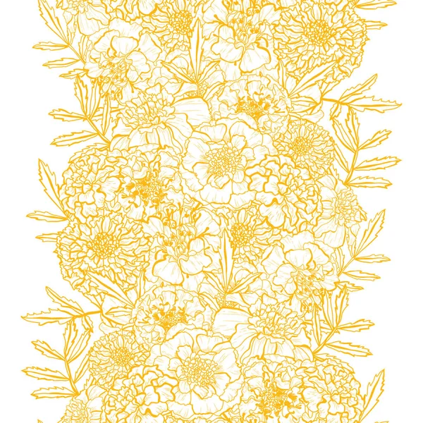 Kadife Çiçekleri Tasarım Elementleriyle Zarif Pürüzsüz Bir Desen Davetiyeler Kartlar — Stok Vektör