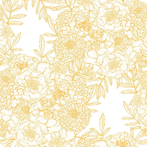 Elegant Seamless Pattern Marigold Flowers Design Elements Floral Pattern Invitations — Stock Vector