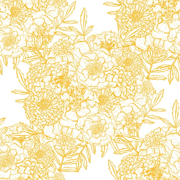 Elegante Patrón Sin Costuras Con Flores Caléndula Elementos Diseño Patrón — Archivo Imágenes Vectoriales
