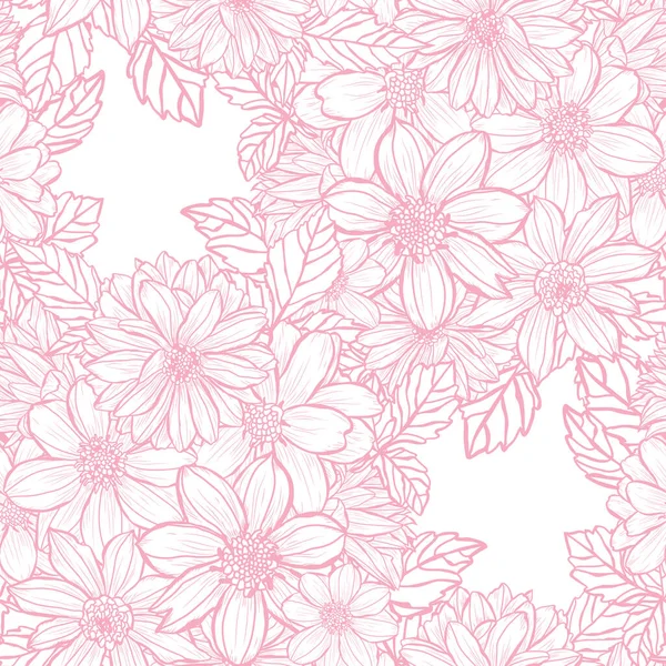 Elegantní Bezešvý Vzor Květinami Dahlia Designové Prvky Květinový Vzor Pro — Stockový vektor