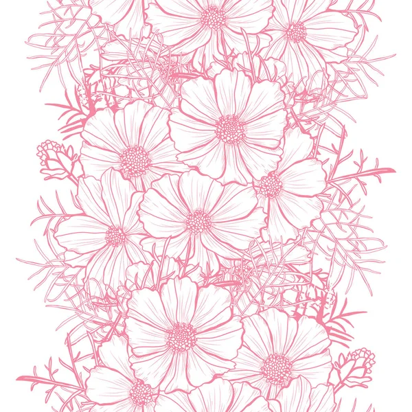 Elegante Nahtlose Muster Mit Kosmos Blumen Designelemente Blumenmuster Für Einladungen — Stockvektor