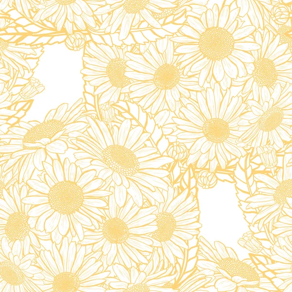 Elegante Patrón Sin Costuras Con Flores Manzanilla Elementos Diseño Patrón — Archivo Imágenes Vectoriales
