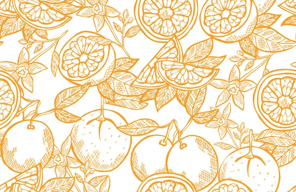 Elegante Patrón Sin Costuras Con Frutas Color Naranja Elementos Diseño — Vector de stock