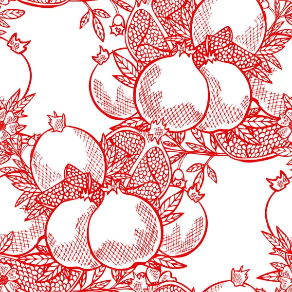 Élégant Motif Sans Couture Avec Des Fruits Grenade Des Éléments — Image vectorielle