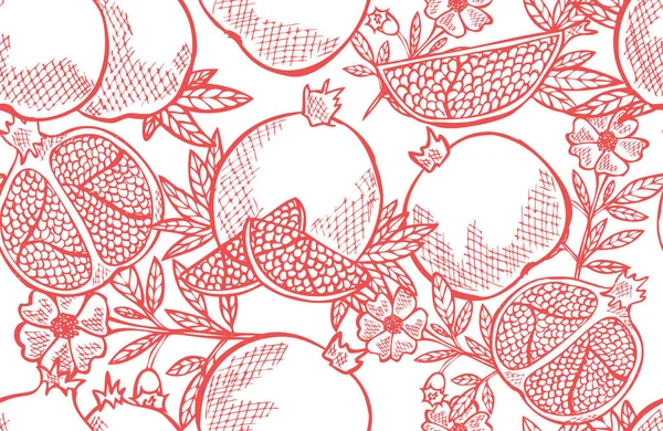 Elegant Seamless Pattern Pomegranate Fruits Design Elements Fruit Pattern Invitations — Stock Vector