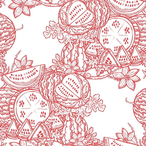 精美的无缝图案与西瓜果 设计元素 采购产品水果图案的邀请 印刷品 礼物包装 纺织品 素食主题 — 图库矢量图片