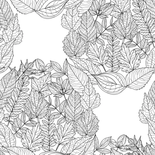 Κομψό Μοτίβο Χωρίς Ραφή Φύλλα Ζωγραφισμένα Στο Χέρι Στοιχεία Σχεδιασμού — Διανυσματικό Αρχείο
