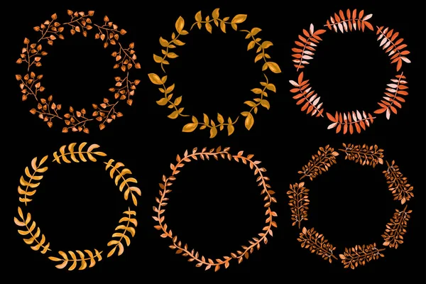 Elegant Decorative Floral Leaf Wreaths Set Design Element Can Used — Stockový vektor