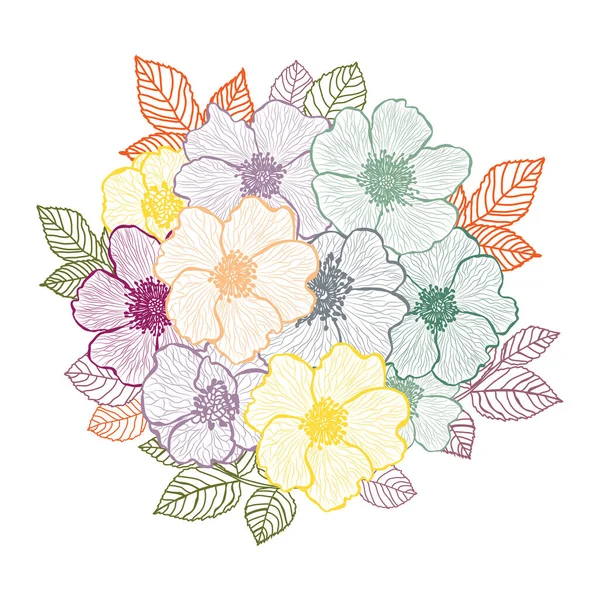 装饰抽象的菊花 设计元素 可用于卡片 邀请函 平面设计 线条艺术风格的花卉背景 — 图库矢量图片