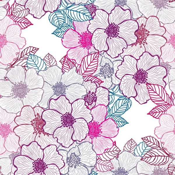 Elegantes Nahtloses Muster Mit Heckenrosenblüten Designelementen Blumenmuster Für Einladungen Karten — Stockvektor