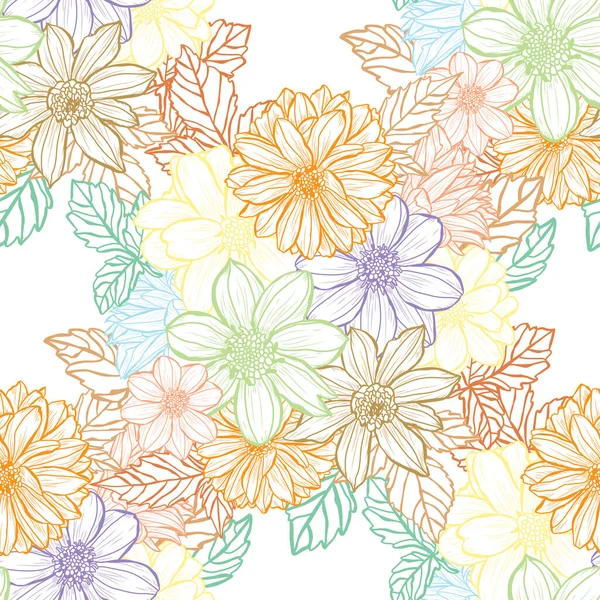 Elegant Naadloos Patroon Met Dahlia Bloemen Design Elementen Bloemen Patroon — Stockvector