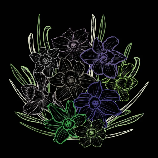 Decoratieve Abstracte Narcis Bloemen Design Elementen Kan Gebruikt Worden Voor — Stockvector