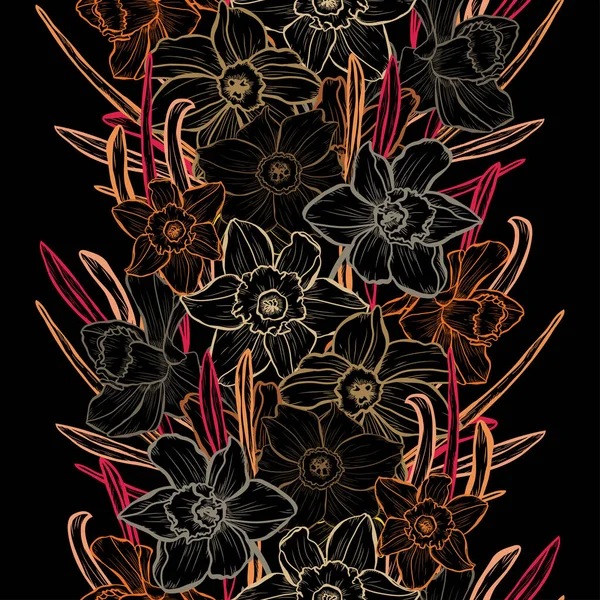 Elegantes Nahtloses Muster Mit Narzissenblüten Designelementen Blumenmuster Für Einladungen Karten — Stockvektor
