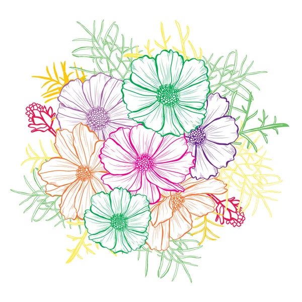 Cosmos Abstractos Decorativos Flores Elementos Diseño Puede Utilizar Para Tarjetas — Archivo Imágenes Vectoriales