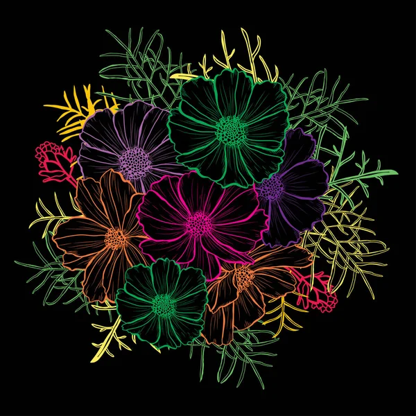 Fleurs Abstraites Décoratives Cosmos Éléments Design Peut Être Utilisé Pour — Image vectorielle