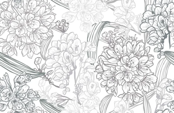 Κομψό Σχέδιο Χωρίς Ραφή Λουλούδια Κλίβια Σχεδιαστικά Στοιχεία Floral Μοτίβο — Διανυσματικό Αρχείο