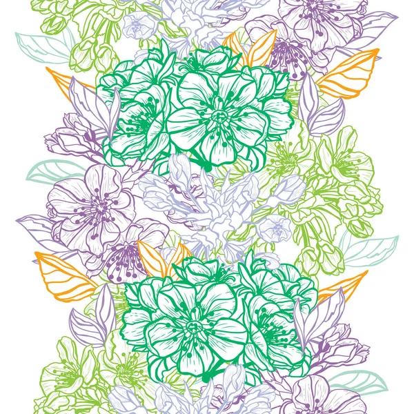 Elegantes Nahtloses Muster Mit Sakura Blumen Designelementen Blumenmuster Für Einladungen — Stockvektor
