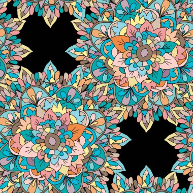 Elle çizilmiş mandalalarla, tasarım elementleriyle zarif, pürüzsüz bir desen. Davetiyeler için mandala deseni, tebrik kartları, hatıra defteri, baskı, hediye paketi, imalat