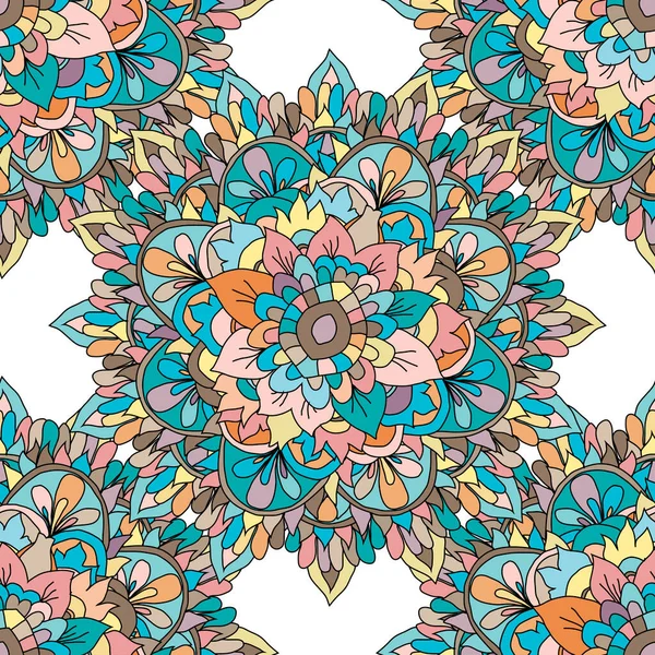 Modèle Élégant Sans Couture Avec Mandalas Dessinés Main Éléments Conception — Image vectorielle