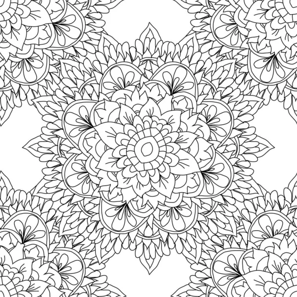 Elegante Patrón Sin Costuras Con Mandalas Dibujadas Mano Elementos Diseño — Vector de stock