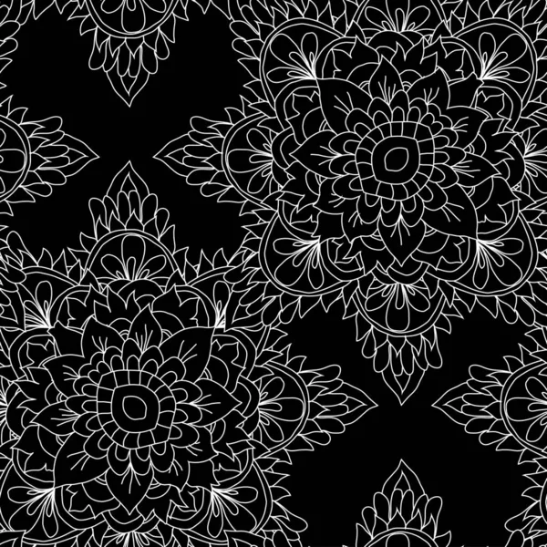 Elegant Naadloos Patroon Met Handgetekende Mandala Design Elementen Mandala Patroon — Stockvector