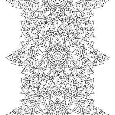 Elle çizilmiş mandalalarla, tasarım elementleriyle zarif, pürüzsüz bir desen. Davetiyeler için mandala deseni, tebrik kartları, hatıra defteri, baskı, hediye paketi, imalat