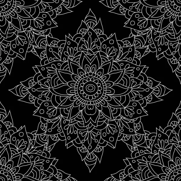 Elegantes Nahtloses Muster Mit Handgezeichneten Mandalas Designelementen Mandala Muster Für — Stockvektor