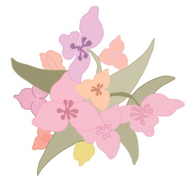 Dekoratif zambak çiçekleri, tasarım elementleri. Kartlar, davetiyeler, afişler, posterler, baskı tasarımı için kullanılabilir. Sanat tarzında çiçek arkaplanı