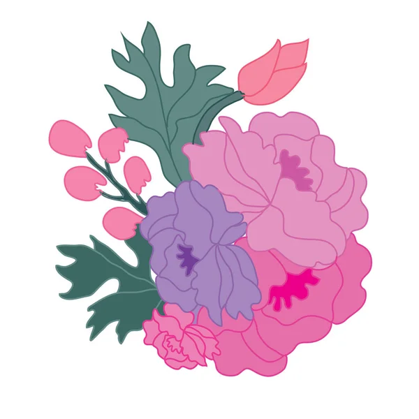 装饰抽象牡丹花 设计元素 可用于卡片 邀请函 平面设计 线条艺术风格的花卉背景 — 图库矢量图片