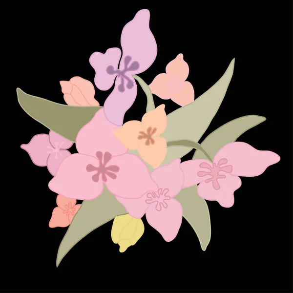 装饰抽象百合花 设计元素 可用于卡片 邀请函 平面设计 线条艺术风格的花卉背景 — 图库矢量图片