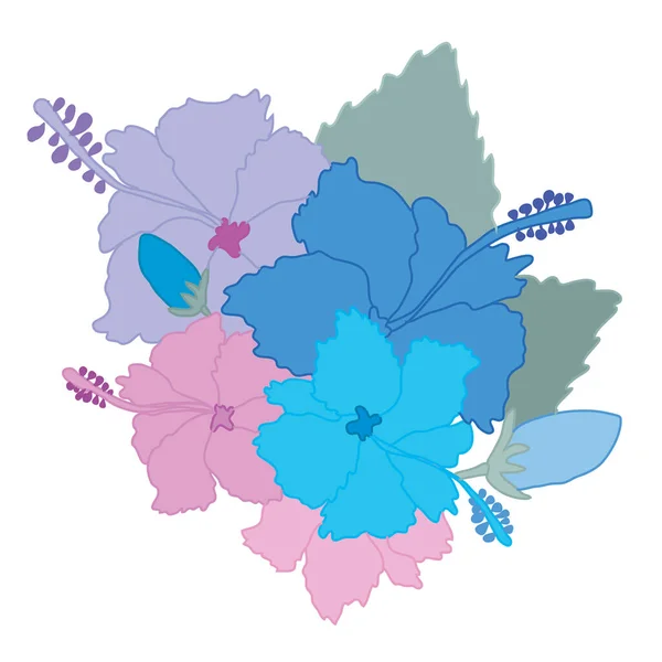 装饰抽象芙蓉花 设计元素 可用于卡片 邀请函 平面设计 线条艺术风格的花卉背景 — 图库矢量图片