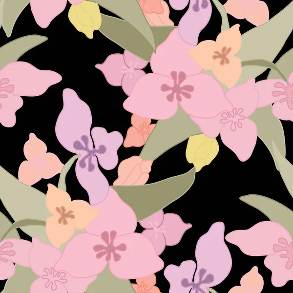 Élégant Motif Sans Couture Avec Des Fleurs Abstraites Des Éléments — Image vectorielle