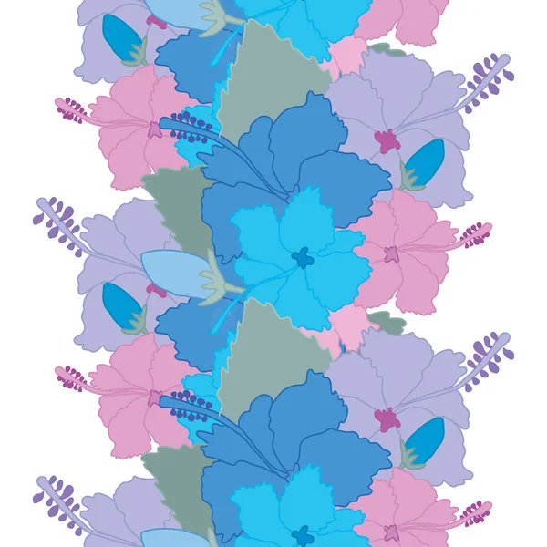 Élégant Motif Sans Couture Avec Fleurs Hibiscus Éléments Design Motif — Image vectorielle