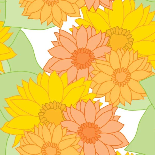 ひまわり デザイン要素とエレガントなシームレスパターン 招待状 カード ギフトラップ ファブリック 壁紙のための花のパターン — ストックベクタ