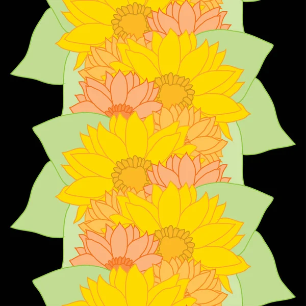 Elegante Patrón Sin Costuras Con Girasoles Elementos Diseño Patrón Floral — Vector de stock