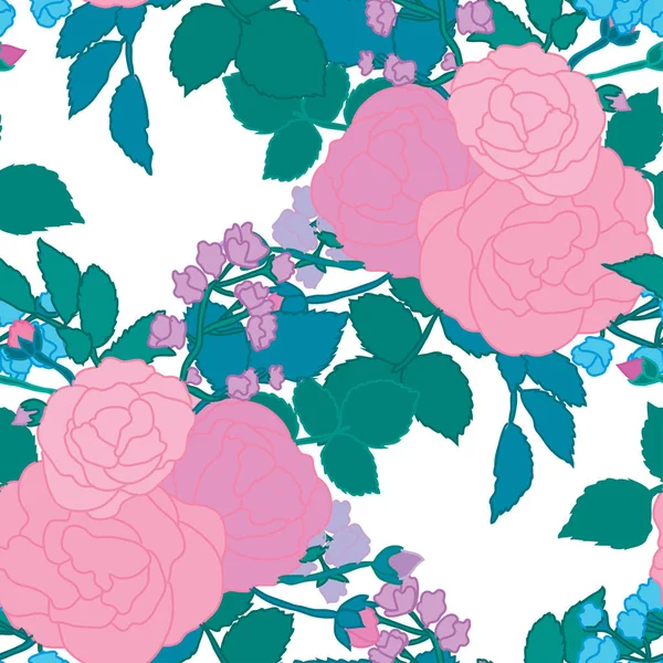 Elegant Seamless Pattern Rose Flowers Design Elements Floral Pattern Invitations — Stock Vector