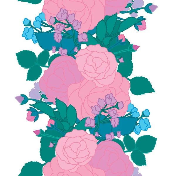 Élégant Motif Sans Couture Avec Des Fleurs Roses Des Éléments — Image vectorielle