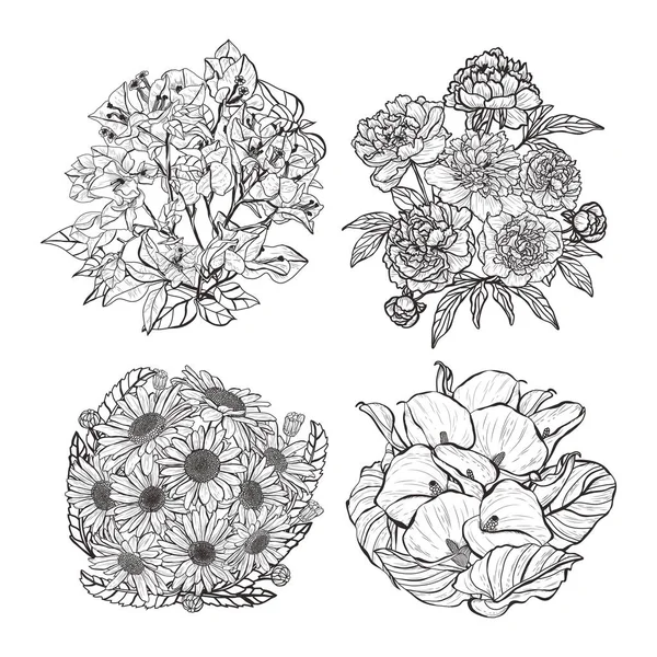 Set Fleurs Abstraites Décoratives Éléments Design Peut Être Utilisé Pour — Image vectorielle
