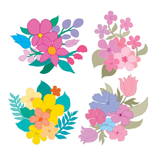 Διακοσμητικό Σετ Αφαιρετικών Λουλουδιών Στοιχεία Σχεδιασμού Μπορεί Χρησιμοποιηθεί Για Κάρτες — Διανυσματικό Αρχείο