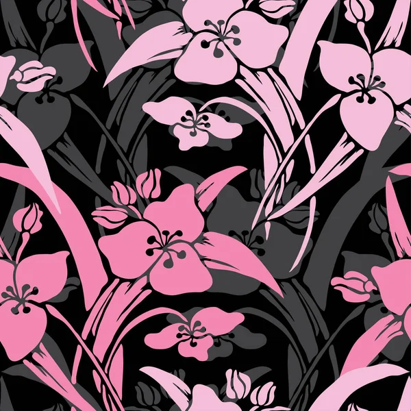 Elegante Patrón Sin Costuras Con Flores Lirio Elementos Diseño Patrón — Archivo Imágenes Vectoriales