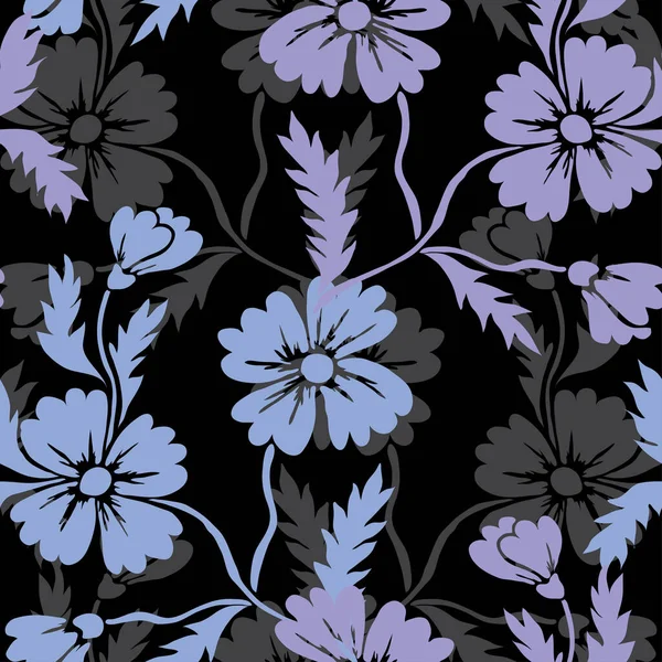 Elegante Patrón Sin Costuras Con Acianos Elementos Diseño Patrón Floral — Archivo Imágenes Vectoriales