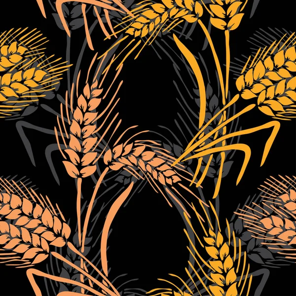 Elegant Seamless Pattern Wheat Plants Design Elements Floral Pattern Invitations — Stock Vector